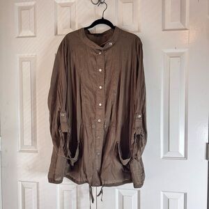 Torrid Taupe Utility Blouse with Button Detail Size 3x